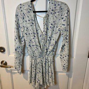 Faithfull The Brand White/Purple Floral Romper